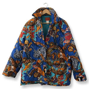 Authentic 90s Kenzo Paris Jungle Quilted Pattern Jacket Size 8 40 Medium Vintage